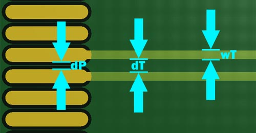 distance between pads and tracks