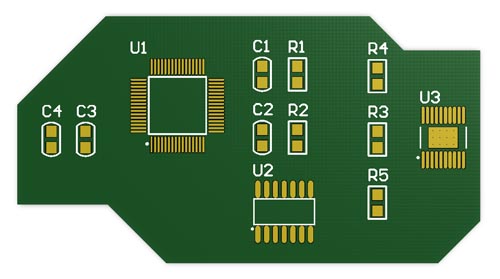 A pcb with an irregular shape